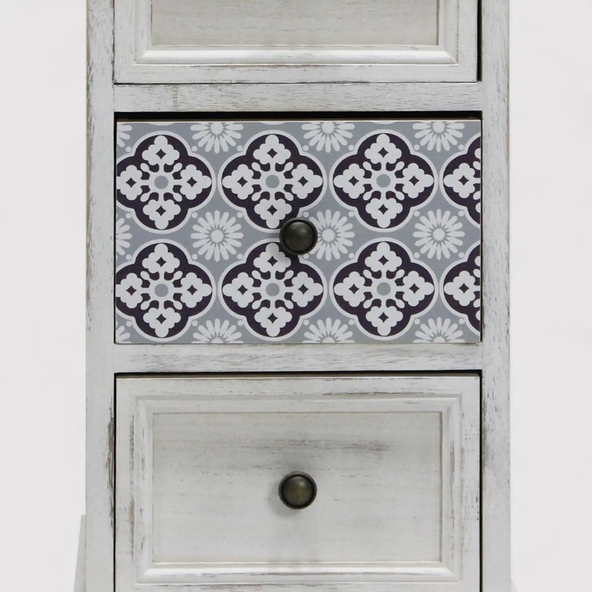 Durian - Comodino da camera bianco in stile classico