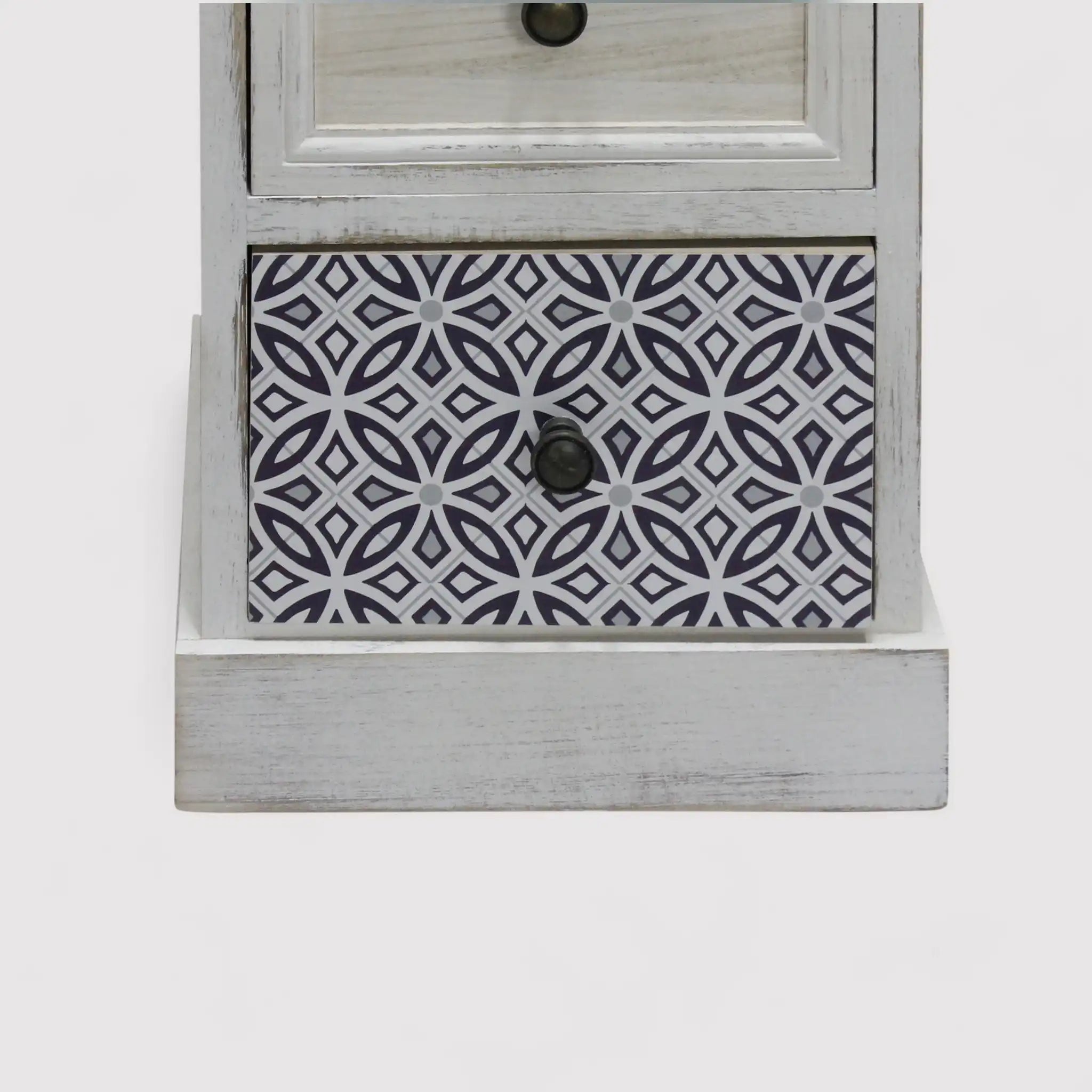 Frangola - Cassettiera con 4 cassetti bianca in stile classico