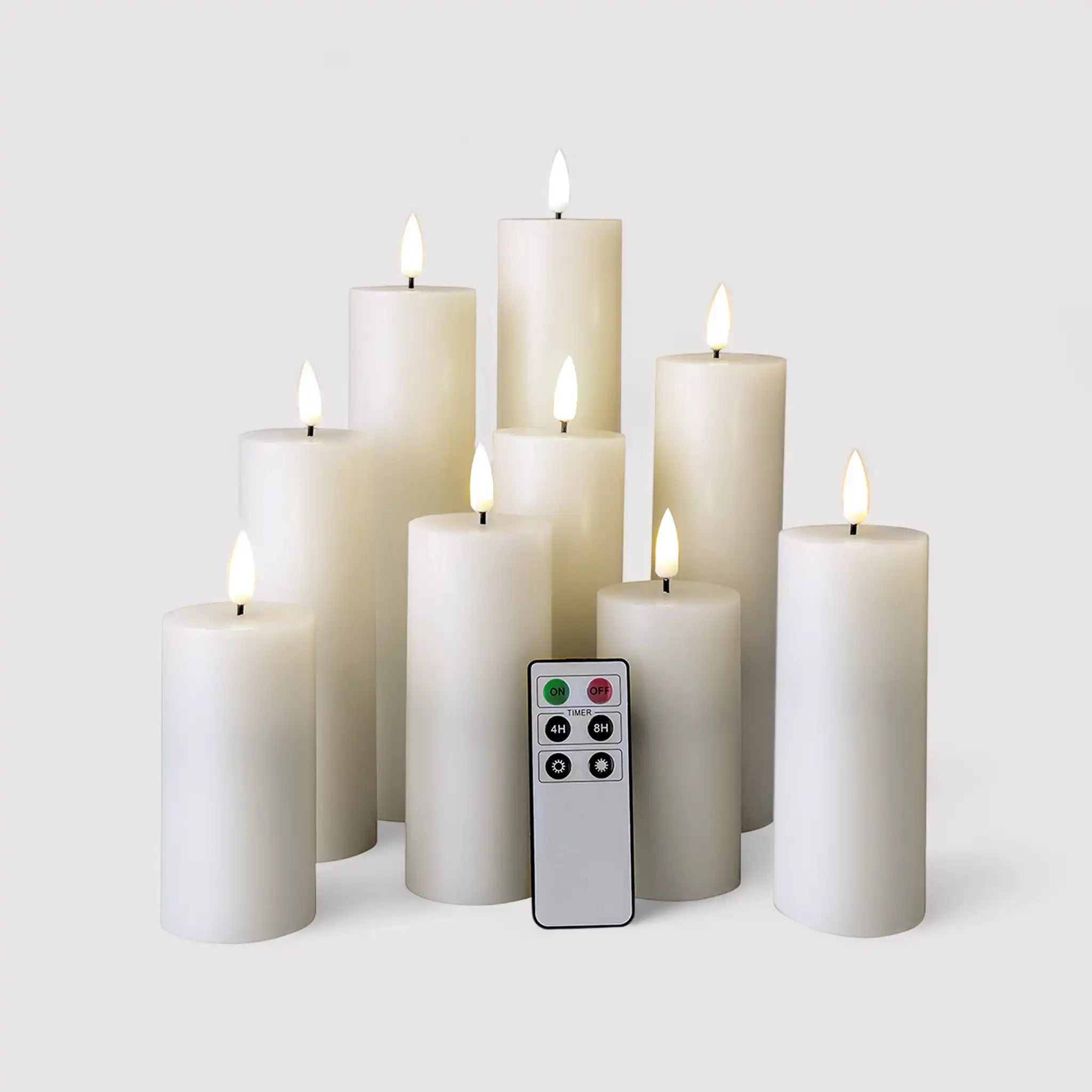 Camphor - Set di 9 candele a led bianche con telecomando
