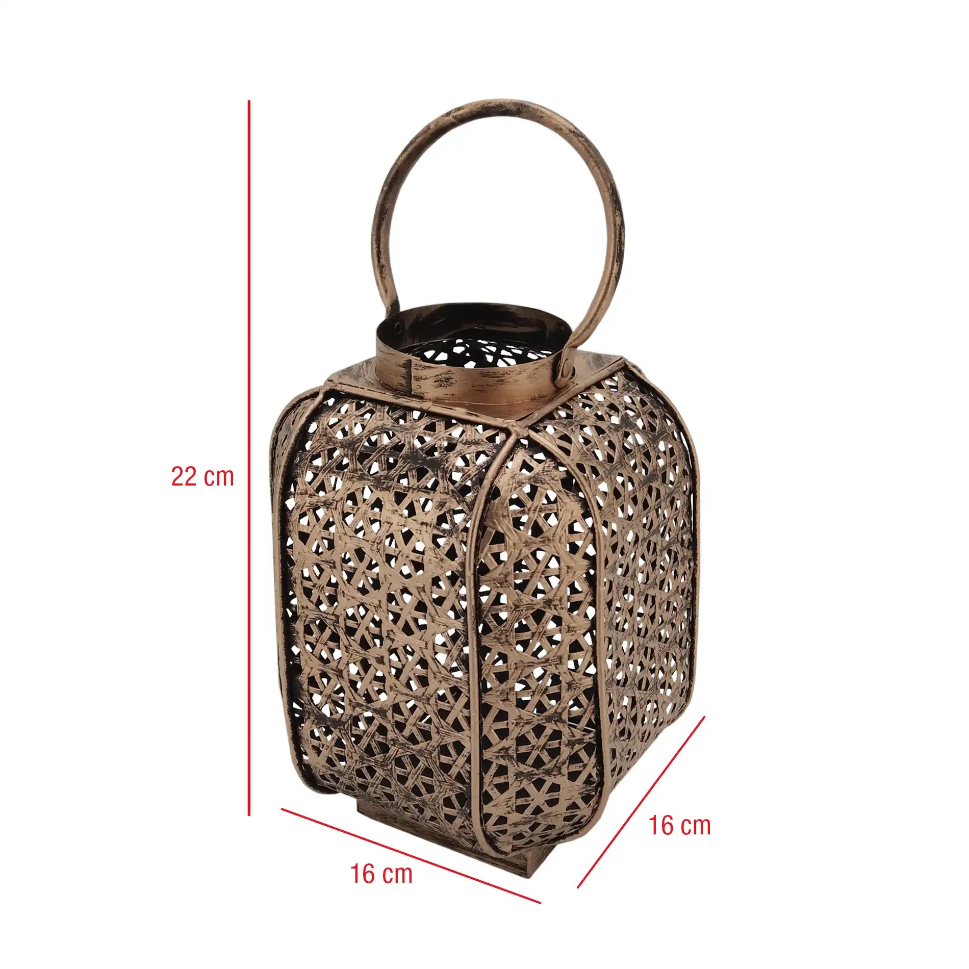 Saponaria - Lanterna boho chic color bronzo in metallo