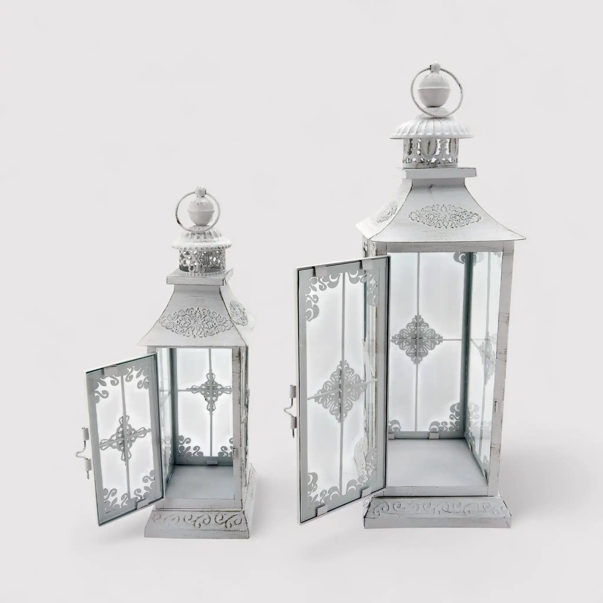 Ninfea - Set 2 di lanterne grandi bianche