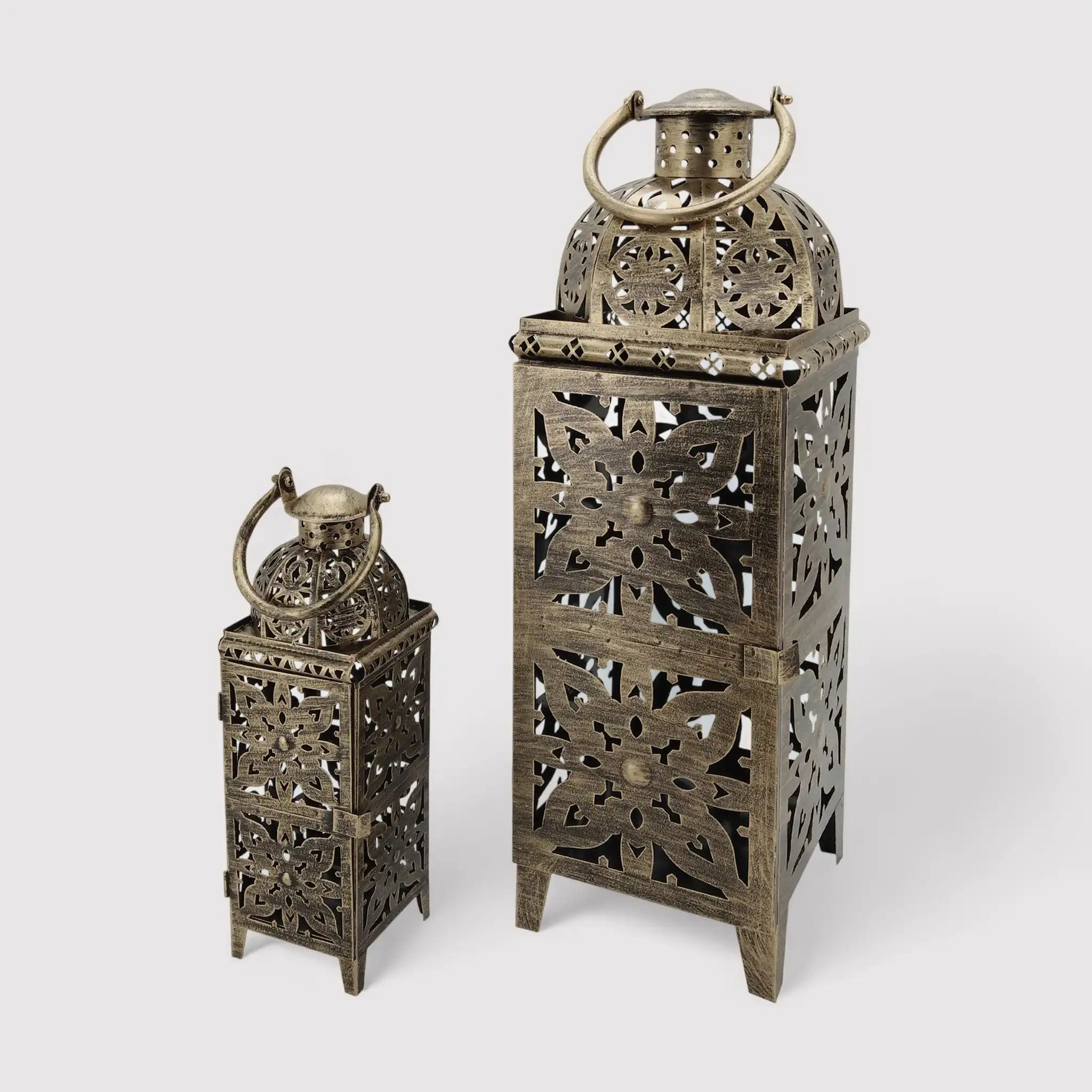 Cedrus - Set di 2 lanterne decorative dorate