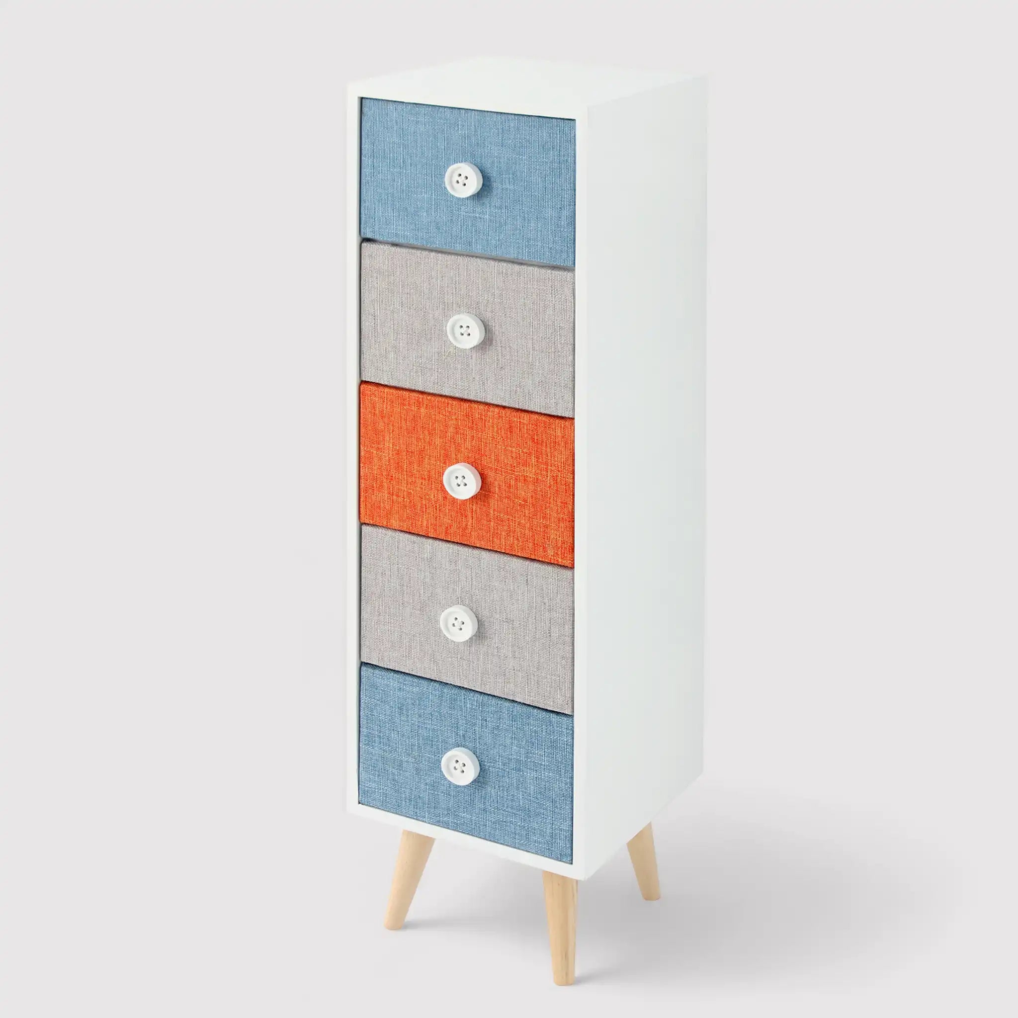 Elleboro - Cassettiera multiuso con 5 cassetti colorati