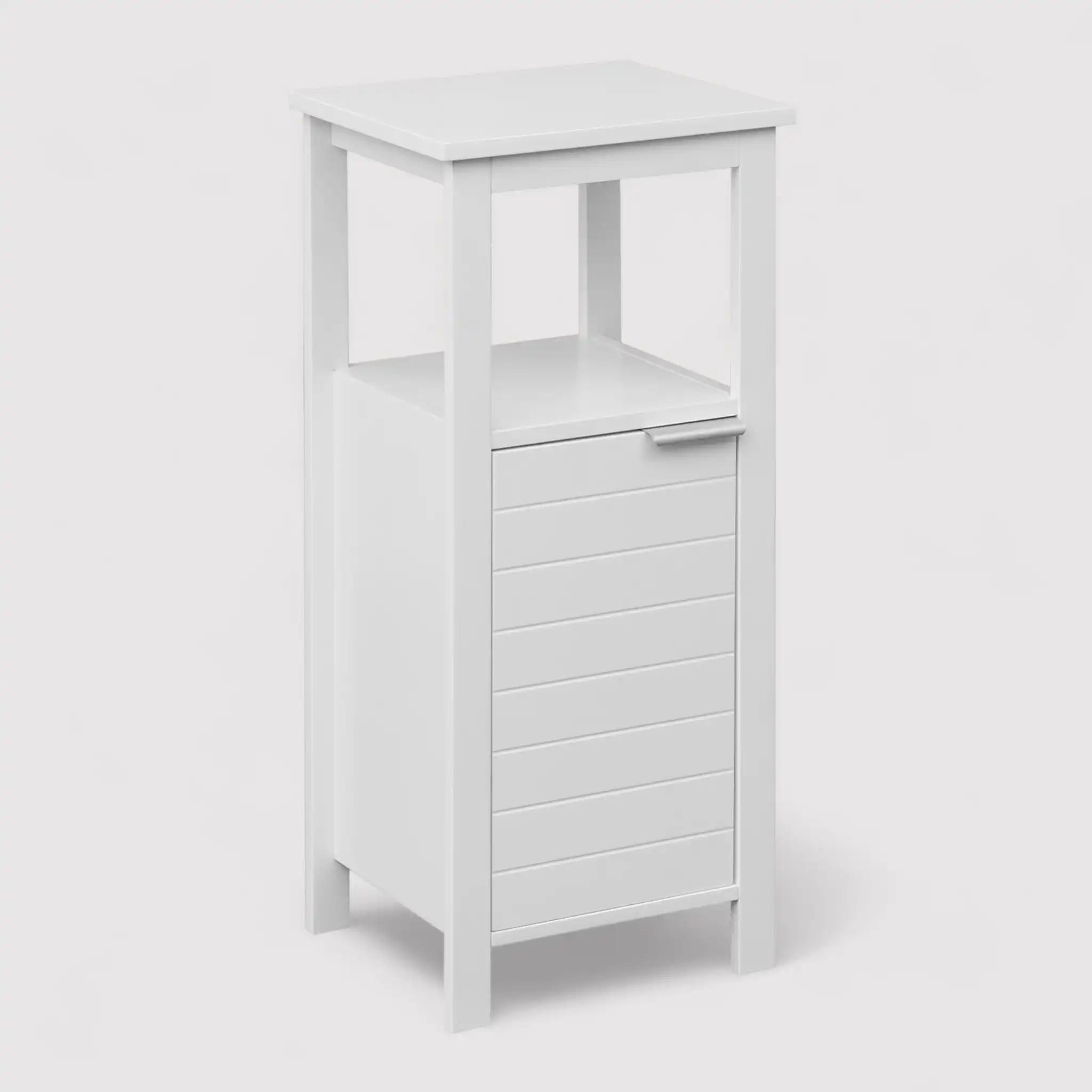Inula - Mobiletto bianco da bagno con 1 anta e salvaspazio