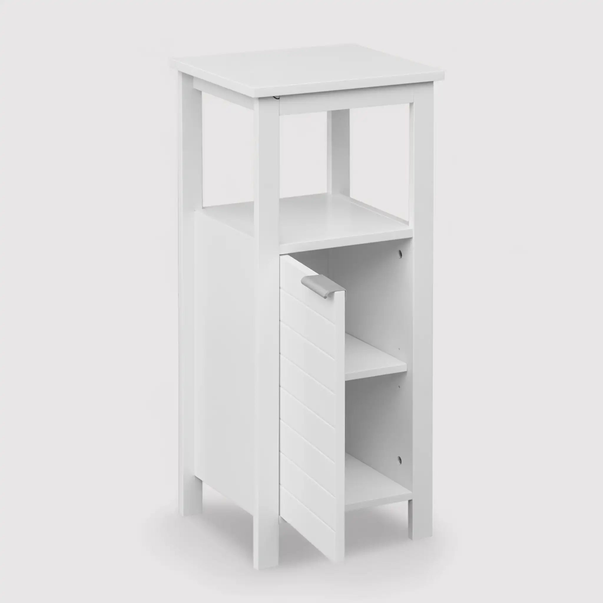 Inula - Mobiletto bianco da bagno con 1 anta e salvaspazio