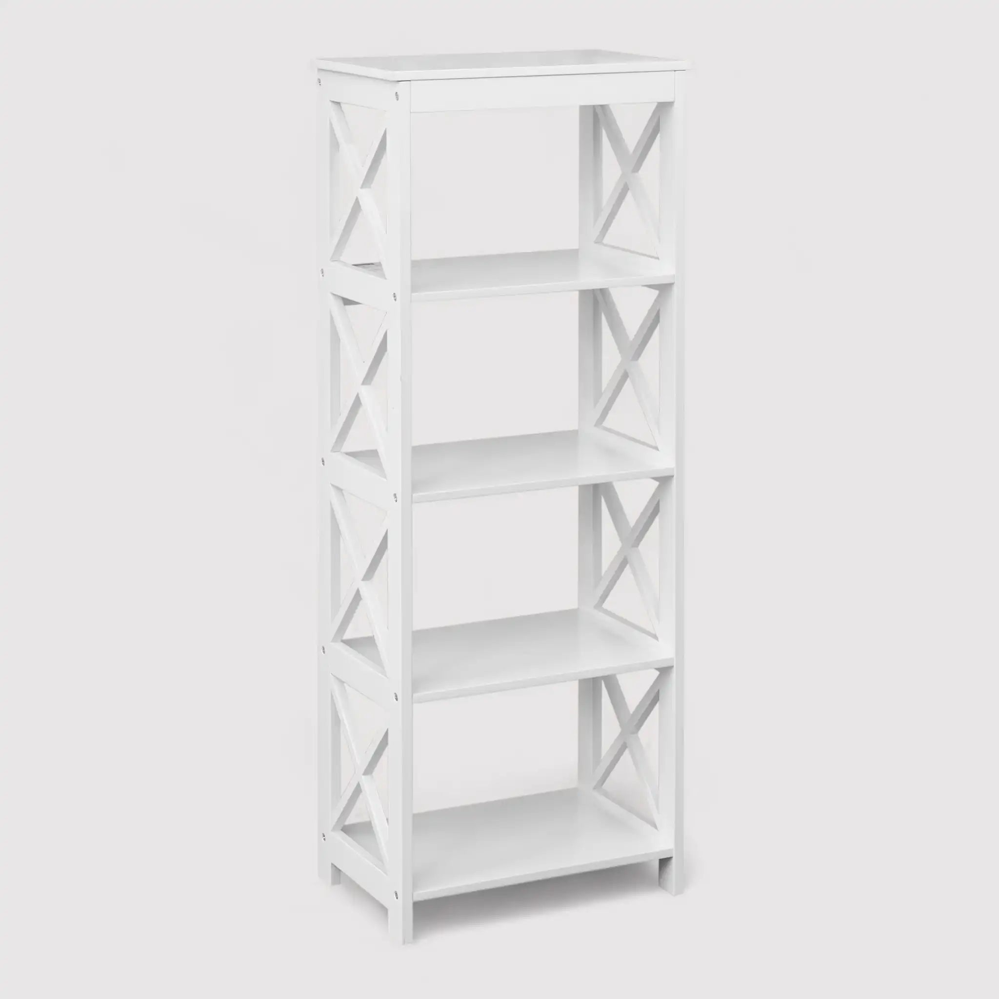 Grevillea - Scaffale bianco con 5 ripiani per bagno o lavanderia