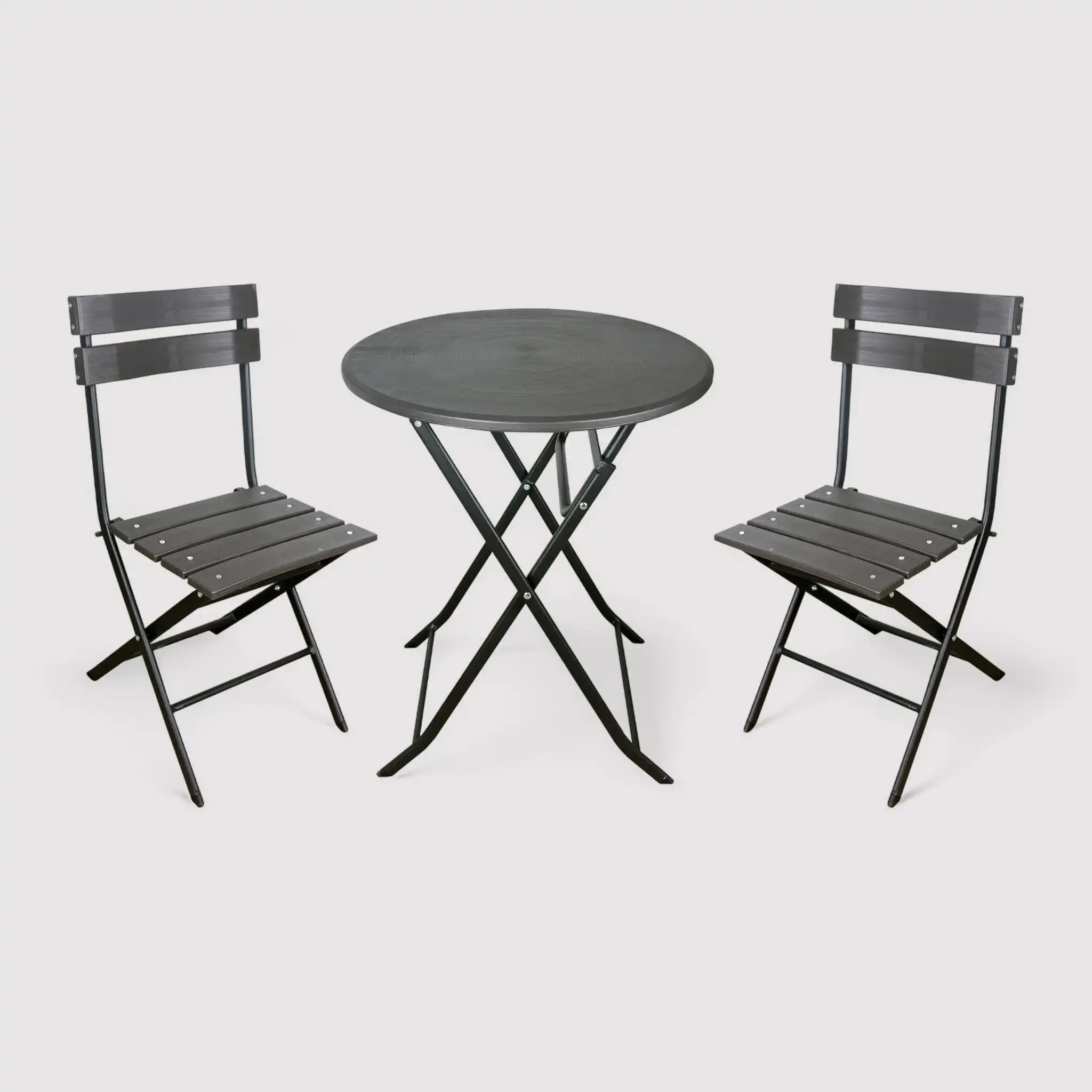 Opuntia - Set di 2 sedie da esterno pieghevoli grigio scuro