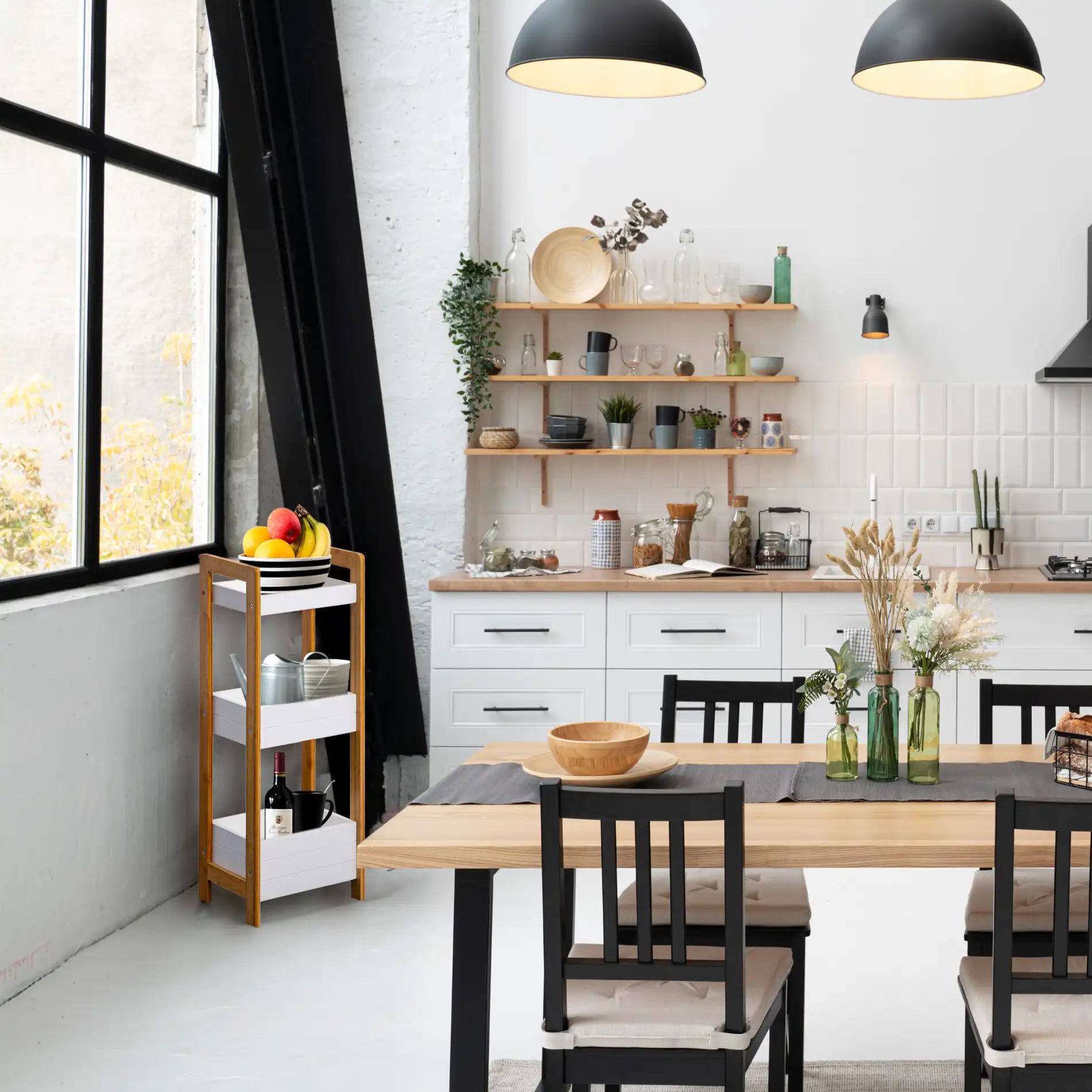 Agave - Scaffale salvaspazio con 3 ripiani per bagno o cucina