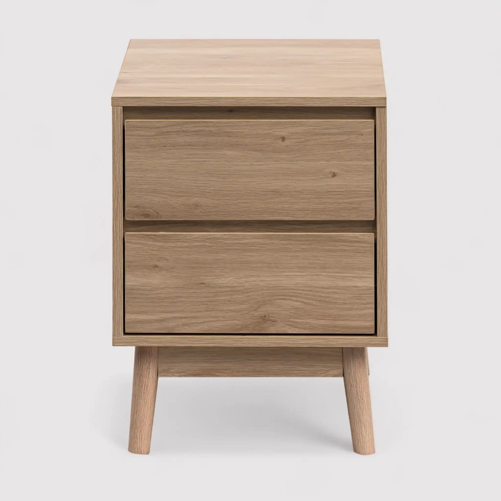 Ontano - Comodino color legno naturale con 2 cassetti