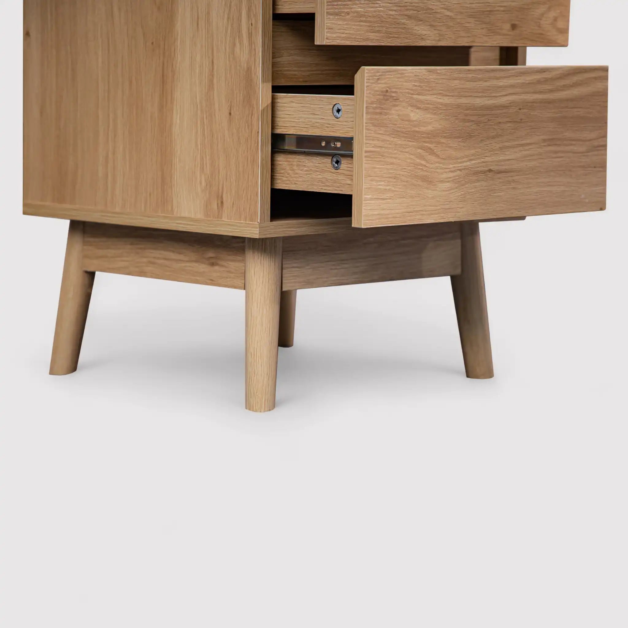 Ontano - Comodino color legno naturale con 2 cassetti