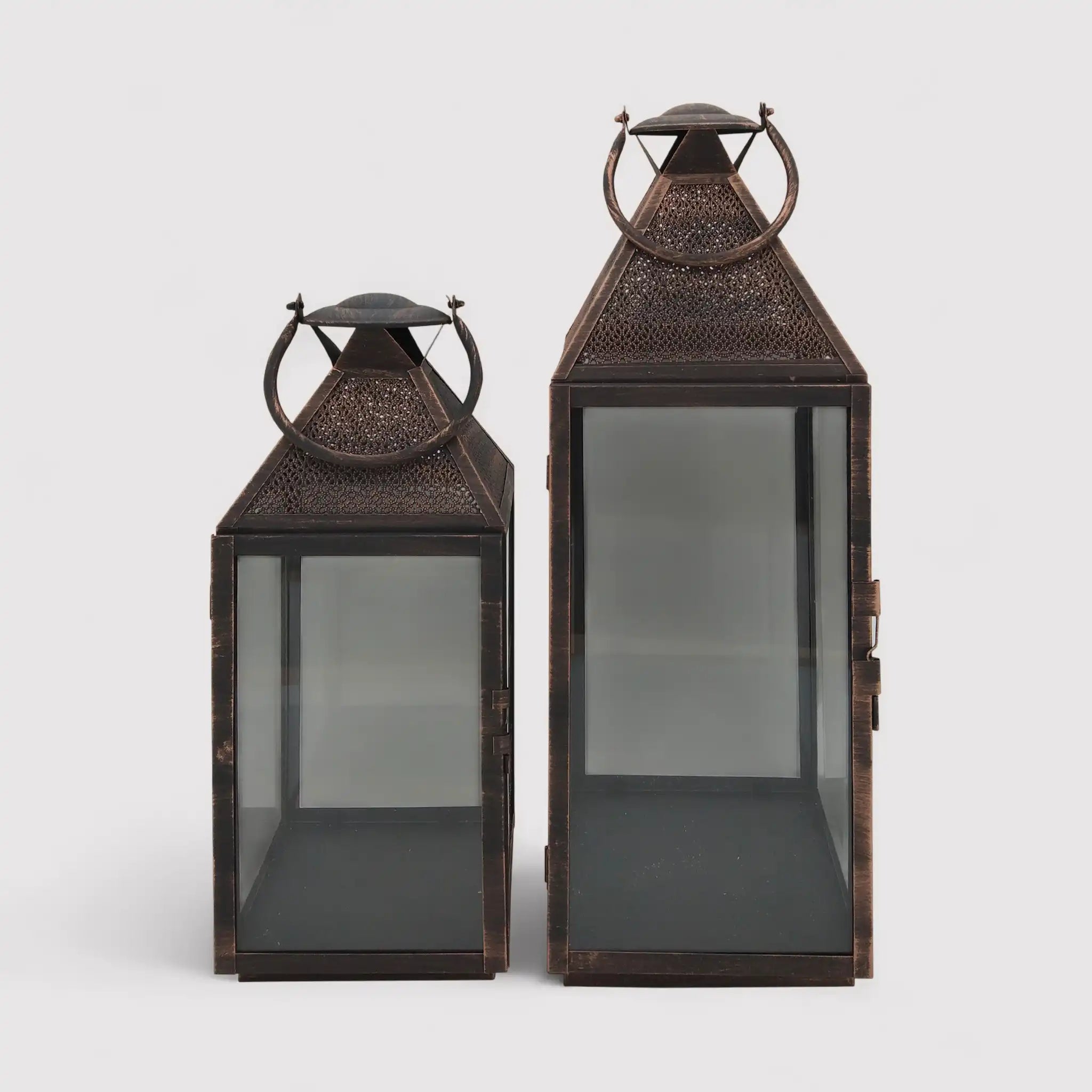 Adenia - Set di 2 lanterne in stile vintage color bronzo