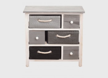 Modern white and gray cabinet with 6 baskets