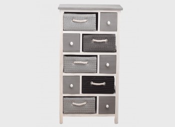 White chest of drawers with 5 baskets and 5 drawers
