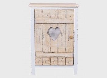 Shabby pickled cabinet with heart decoration