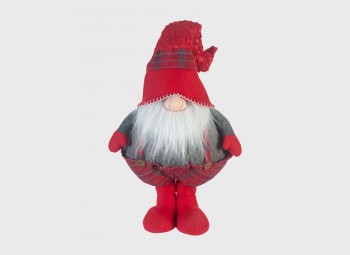 Gray and red Christmas doorstop gnome