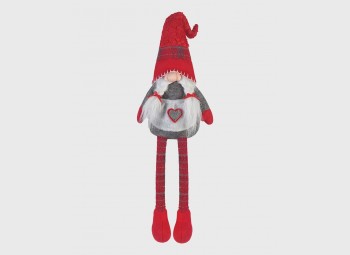 Gnome de Noël cale-porte décoratif féminine avec longues jambes