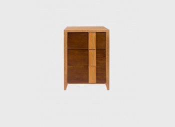 Scandinavian bedside table in light wood with 3 drawers