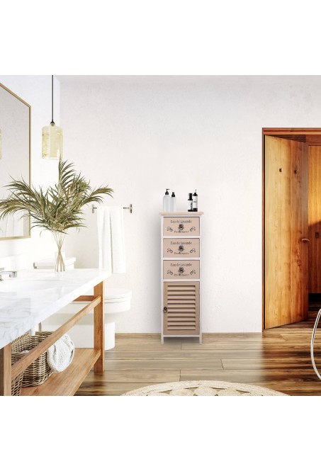 Mueble de baño alto y estrecho con 1 puerta y 3 cajones - Mobili Rebecca