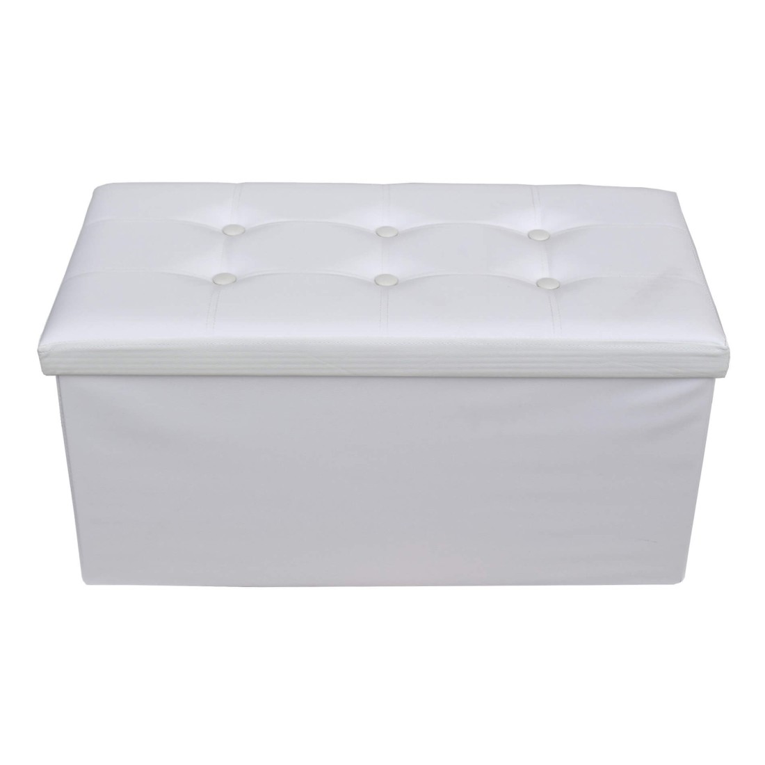 White padded storage pouf for the living room