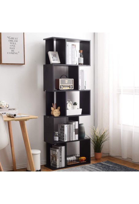 Librería alta y estrecha negra con 5 estantes - Mobili Rebecca