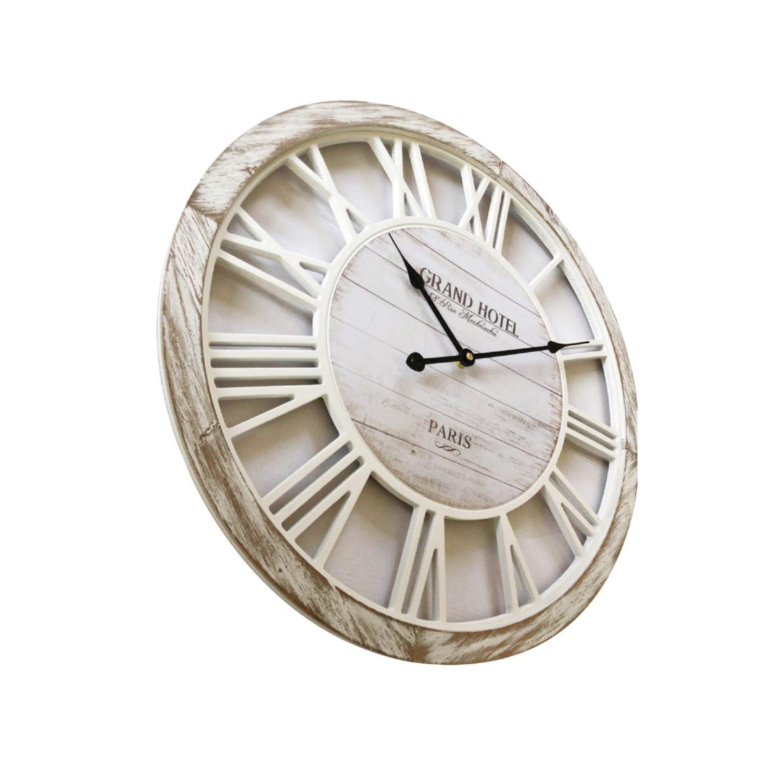 Orologio da parete grande di legno e metallo Vintage Shabby Chic diametro 60  cm