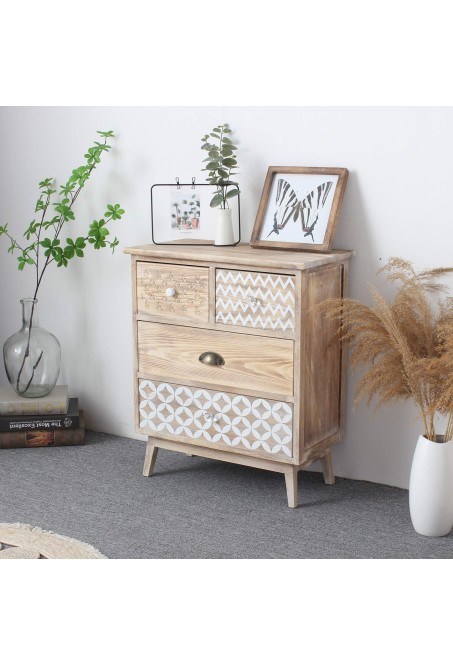 Low cabinet in boho chic style with 4 drawers - Mobili Rebecca