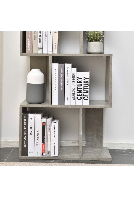 Libreria con 5 ripiani color grigio cemento - Peperomia
