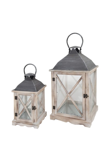 Set di 2 lanterne portacandele in stile vintage - Coffea
