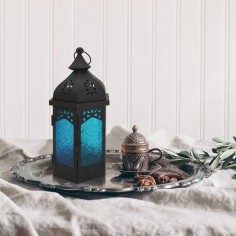 Lanterne de bougeoir grande et colorée de style turc