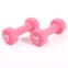 Dumbbells of various colors and...