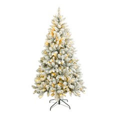 Schneebedeckter Weihnachtsbaum mit LED-Leuchten inklusive