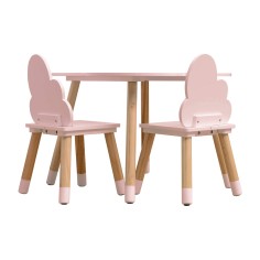 Sapote - Mesa de juego rosa para niños y 2 sillas