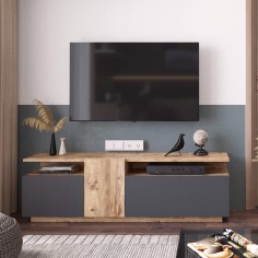 Elais - Modern TV stand with 3 flip-down compartments