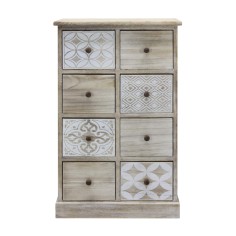 Wooden cabinet with 8 decorated drawers