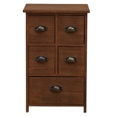 Commode 5 tiroirs style country chic marron