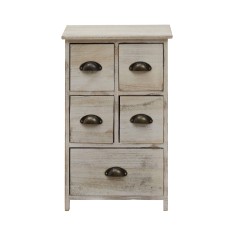 Chest of drawers with 5 white drawers in vintage style