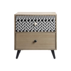 Kanoko - Low boho-style bedside table with 2 drawers