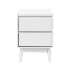 Yuzu - Table de chevet blanche de style moderne avec 2 tiroirs