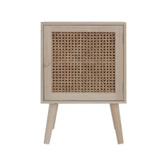 Jujube - Square bedside table in natural wood with 1 door