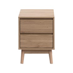 Natural wood color bedside table with 2 drawers