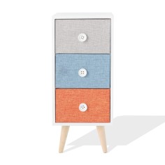 Table de chevet moderne en bois avec 3 tiroirs colorés