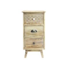 Tall narrow boho style bedside table with 3 drawers