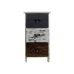 Pickled brown and gray bedside table with 3 drawers