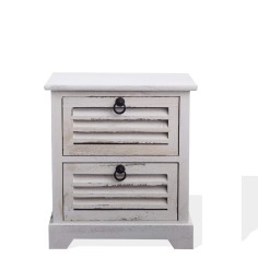 White pickled bedside table with 2 drawers