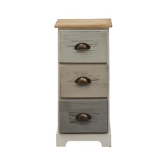 Shabby wooden bedside table 3 drawers with antiqued knobs