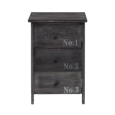 Industrial style bedside table with 3 decorated drawers