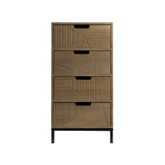 Goethea - Scandinavian-style chest of drawers with 4 carved drawers