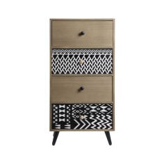 Ayame - Space-saving brown and black chest of drawers with 4 drawers