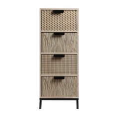 Mahlab - Wood and metal chest of drawers with 4 engraved drawers