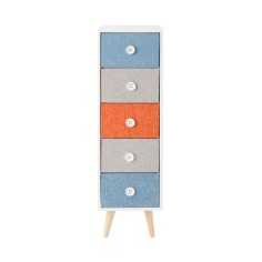 Multi-purpose chest of drawers with 5 colored drawers